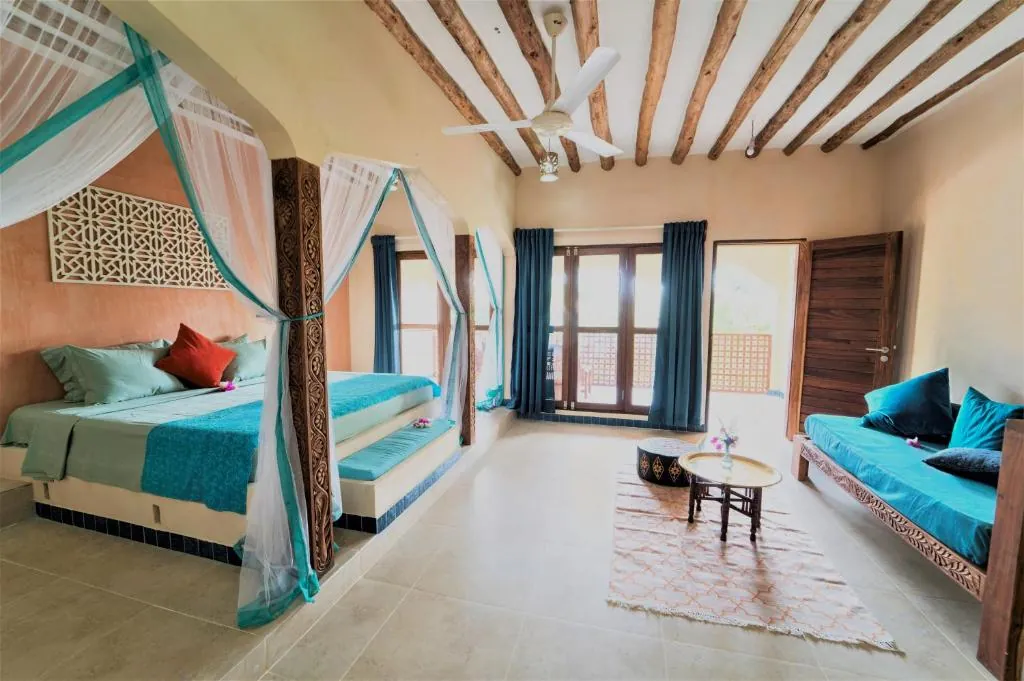 Kendwa Rocks hotel room in Zanzibar packages with beachfront location